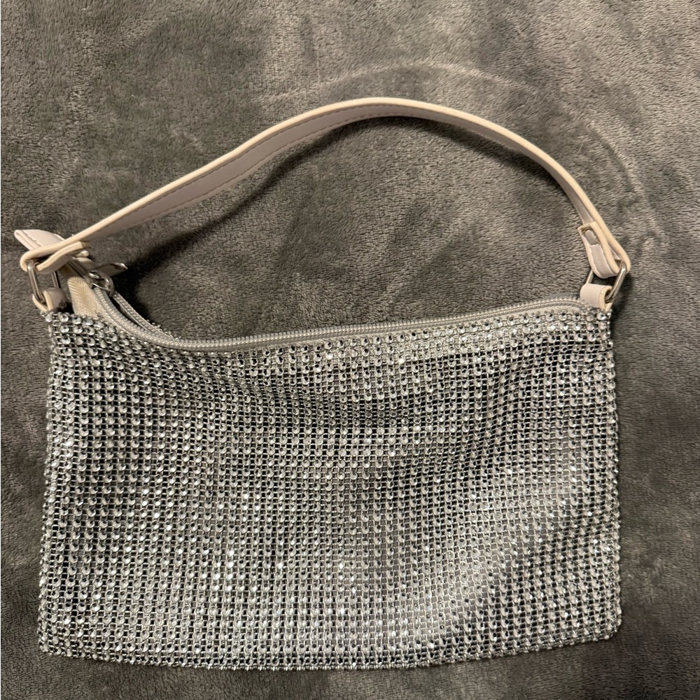 art class Silver Crystal Mesh Wristlet with Cream Handle